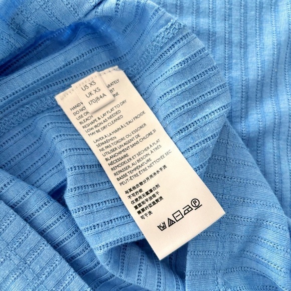 Free People | Colette Crochet Ribbed long Sleeve Blue Size XS - Picture 8 of 9